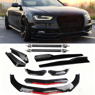 For AUDI A3 A4 A5 A6 A7 B8 S4 S5 Front Bumper Lip+Side Skirt+Rear Lip+Strut Rods - Изображение 1 из 4