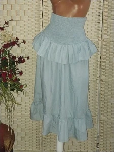 VTG SMOCKED Flounce Ruffled Peplum Baby blue Cottage skirt - Picture 1 of 10