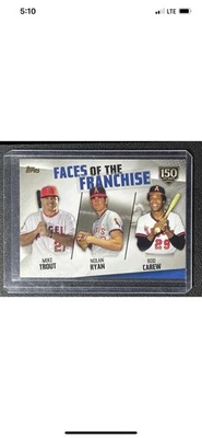 TROUT CAREW RYAN 2019 TOPPS #FOF-1 FACES OF THE FRANCHISE 150TH ANNIVERSARY /150 - Image 1 of 3