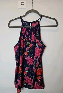 Camiseta sin mangas Papermoon multicolor floral cuello alto de gasa para mujer talla S - Imagen 1 de 4