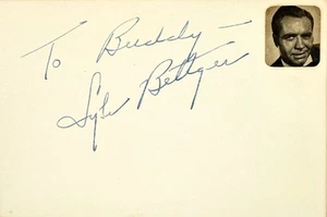 LYLE BETTGER Signed Autographed 4x6 INDEX CARD DESTRY The Vanquished JOHNNY RENO - Picture 1 of 6