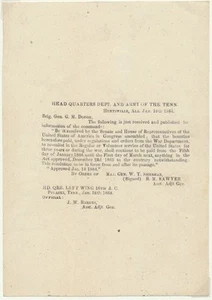 GENERAL ORDERS -- CIVIL WAR / Head Quarters Dept and Army of the Tenn Signed - Picture 1 of 1