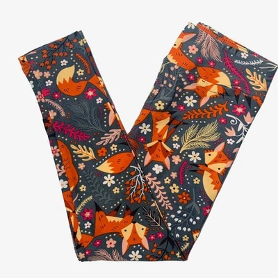 OS LuLaRoe Leggings ~ FOX & FLORAL PATTERN ~ Sizes 2-10; ONE SIZE; Foxes - Image 1 of 3