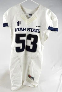 Camiseta deportiva blanca usada Utah State Aggies #53 2014 placa de identificación eliminada M 055 - Imagen 1 de 12