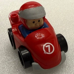 Fisher Price Little People Wheelies roter Rennwagen #7 blaues Shirt rot silber Helm - Bild 1 von 11