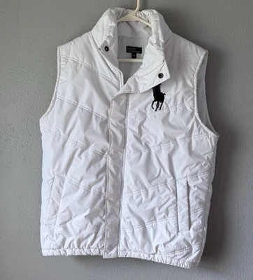 Chaleco acolchado Polo Ralph Lauren Big Pony Down para hombre blanco talla M Foto 1 de 4