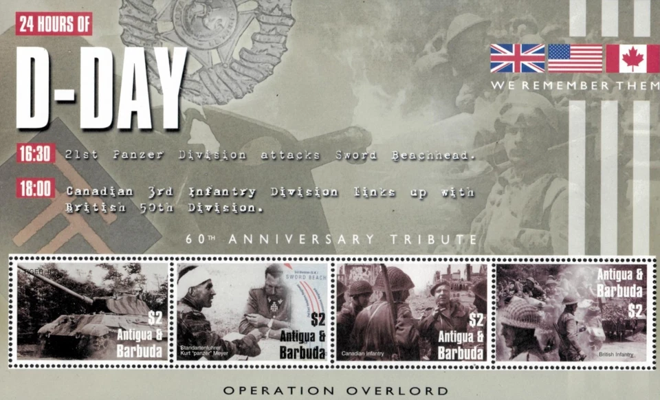 Antigua 2004 - D-Day World War II - Sheet of 4 Stamps - Scott #2770 - MNH - Image 1 of 1