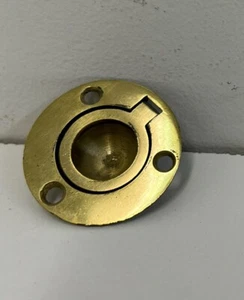 Solid Brass Flush Ring Pull Round 1-3/4 Polished Brass - Picture 1 of 4