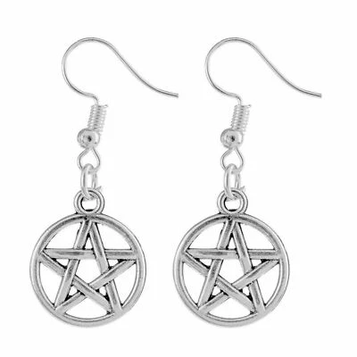 Orecchini Pentacolo Stella wicca Argento monachella Protezione Malocchio Donna - Immagine 1 di 4