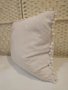 Pier One Off White Pom Pom Throw Pillow 18x18 1934 St - Picture 1 of 11
