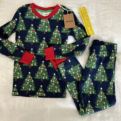 Mini Boden Glow In The Dark Christmas Tree Holiday Pajamas Unisex Size 5 6 Years - Image 1 of 4