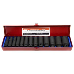 Genius Tools 13 Piece 1/2" Dr. SAE Deep Impact Socket Set (CR-Mo) - (Old Part... - Picture 1 of 9