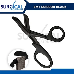 FULL Tactical Black EMT Shears Scissors Bandage Paramedic EMS 7.25" German Grade - Picture 1 of 9