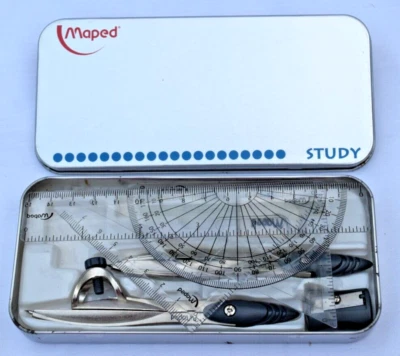 Juego de geometría de estudio mapeado 8 piezas con estuche Foto 1 de 4