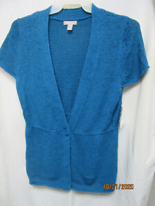 Blue "White Stag" Cotton/Nylon XL Short Sleeve Button Cardigan Sweater OS-11