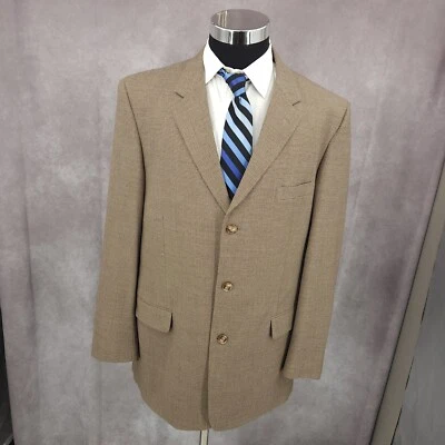 JF J. Ferrar Blazer Mens 46L Brown Sports Coat Suit Jacket 3 Button Pure Wool - Image 1 of 4