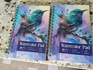 5.5" x 8.5" Watercolor Painting Paper Pads, 2 Pads, 30 Sheets Each, 140lb 300gsm - Picture 1 of 2