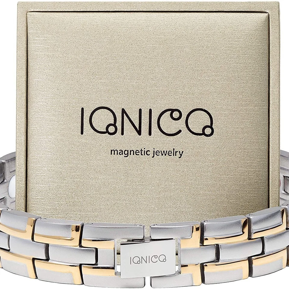 Pulseira de terapia magnética elegante IONICO para homens e mulheres (prata-ouro) - Imagem 1 de 1