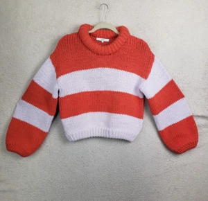 Tibi Women Sweater Small Red Striped Long Sleeve Cotton Blend Knit Pullover - Picture 1 of 17