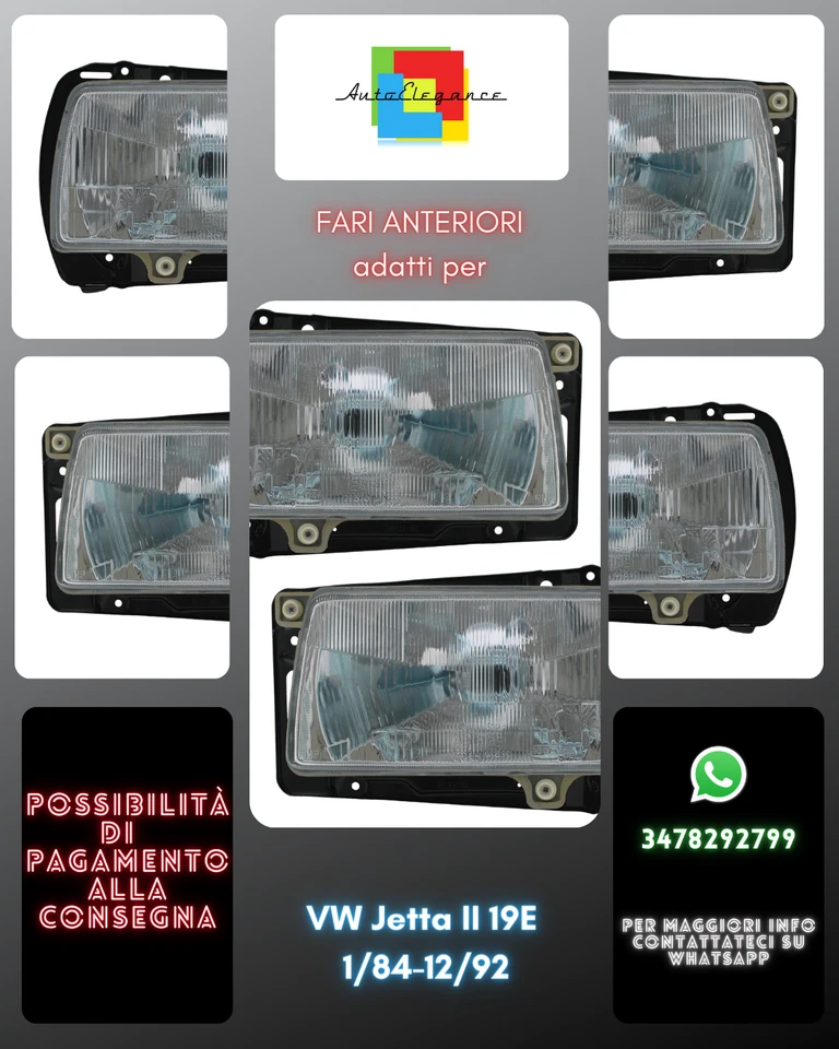 Fari anteriori adatti per VW Jetta II 19E 1/84-12/92 H4 Lente alogena - Imagen 1 de 4