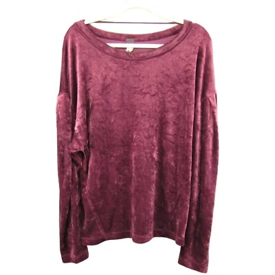 We the Free People Milan Crushed Velvet Balloon Sleeve Burgundy Top Size L Wine — 第 1/4 张图片