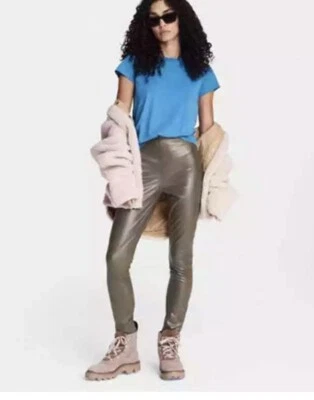 Nuevo Pantalón Ajustado RAG & BONE Verde Ejército Nina Imitación Cuero Talla XS Foto 1 de 4