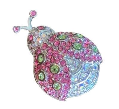 Broche/pin vintage raro Swarovski cristal austríaco joaninha besouro assinado - Imagem 1 de 4