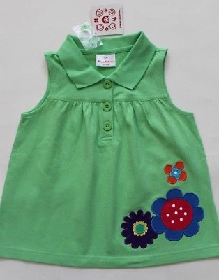 Hanna Andersson Tunic Top Green Floral Applique Sleeveless Size 110 NWT - Image 1 of 2