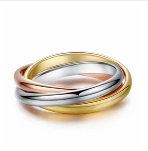 R087 Mujeres Moda Joyería Oro 18K Compromiso Boda Novia Alianza Anillo 3 un./juego - Imagen 1 de 6