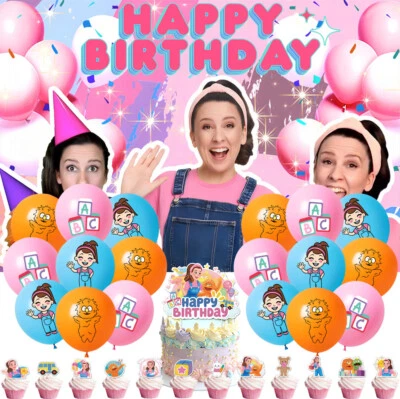 Ms Rachel Party Supplies Birthday Decorations Set Balloons Cake Toppers Banner - Image 1 of 4