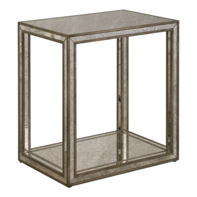 Modern Mirrored Julie End  Side Table Mottled Antiqued Mirror ~ Uttermost 24858 - Image 1 of 4
