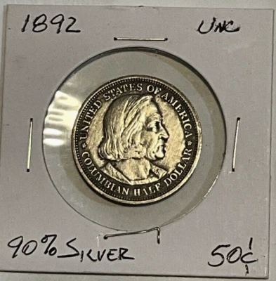 1892 COLUMBIA EXPOSITION HALF DOLLAR 1492 400 Years Silver 50C Coin UNC BU/AU - Image 1 of 2