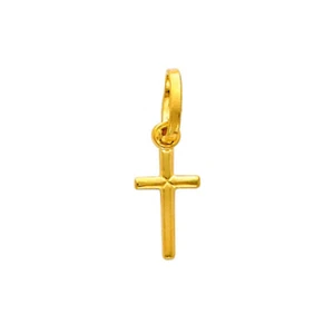 14K Yellow Gold Religious Mini Cross Charm Pendant - Picture 1 of 1