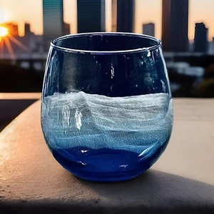 RARE CLASSIC LIBBEY ROLY POLY BLUE STEMLESS Wine Water Glass Tumbler - Picture 1 of 11