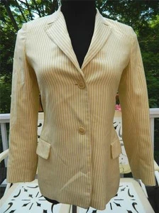 Chaqueta Clásica Damas Cachemira y Seda Luciano Barbera Blanca/Amarilla Talla 2 Italia - Imagen 1 de 10