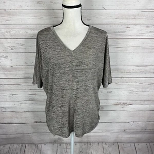 Anthropologie Dolman Top Blouse Size XS Metallic Gray Boxy Oversize V-Neck - Picture 1 of 8