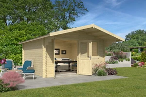 40 mm Gartenhaus ISO 410x410 cm Gerätehaus Blockhaus Schuppen Holzhaus Hütte Neu - Bild 1 von 9