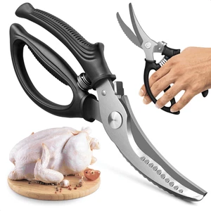 Tijeras para aves de corral de alta resistencia - Tijeras para carne de acero inoxidable ergonómicas de alta resistencia - Imagen 1 de 9