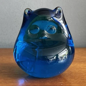 Vintage Blue Glass Owl Bird Figurine - Picture 1 of 10