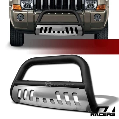 For 2005+ Grand Cherokee/2006-2010 Commander Matte Black Bull Bar Guard ss Skid - Image 1 of 4
