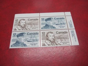 CANADA Unitrade# 738-9 12c FAMOUS CANADIANS  UR INSCRIPTION BLOCK MNH - Picture 1 of 2