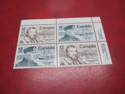 CANADA Unitrade# 738-9 12c FAMOUS CANADIANS  UR INSCRIPTION BLOCK MNH - Image 1 of 2