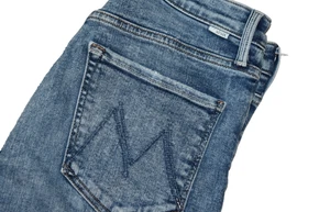 Pantalones de mezclilla MOTHER The Tomcat tobillo deshilachado para mujer 29 On The Road azul botón mosca dobladillo crudo - Imagen 1 de 8