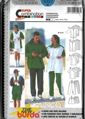 Burda 3007 Sewing Pattern - Pants, Shorts, Vest, Jacket-Unisex-New - Image 1 of 2