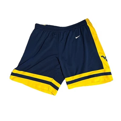 复古耐克西弗吉尼亚大学短裤男式 2XL 海军蓝黄色弹性腰围 — 第 1/4 张图片