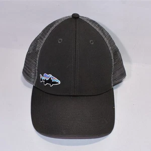 Patagonia Small Trout Fish Mesh Gray Trucker Hat Cap Snapback 0625 - Picture 1 of 7
