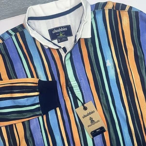 Chubbies The Afternoon Special Rugby Shirt Polo Multicolore Righe Uomo Taglia S - Foto 1 di 8