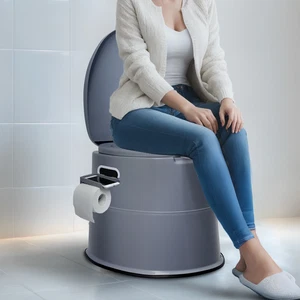 Compact Portable Toilet with Phone & Paper Holder for On-the-Go Convenience - Picture 1 of 12