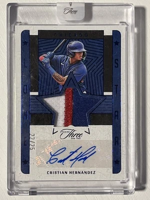 Cristian Hernandez 2023 Panini Three and Two Patch Auto 22/25 Chicago Cubs - Image 1 of 2