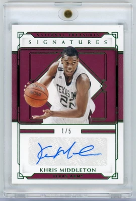 /5 Green 2021-22 National Treasures Signatures Khris Middleton Auto #LS-KM A&M - Image 1 of 3